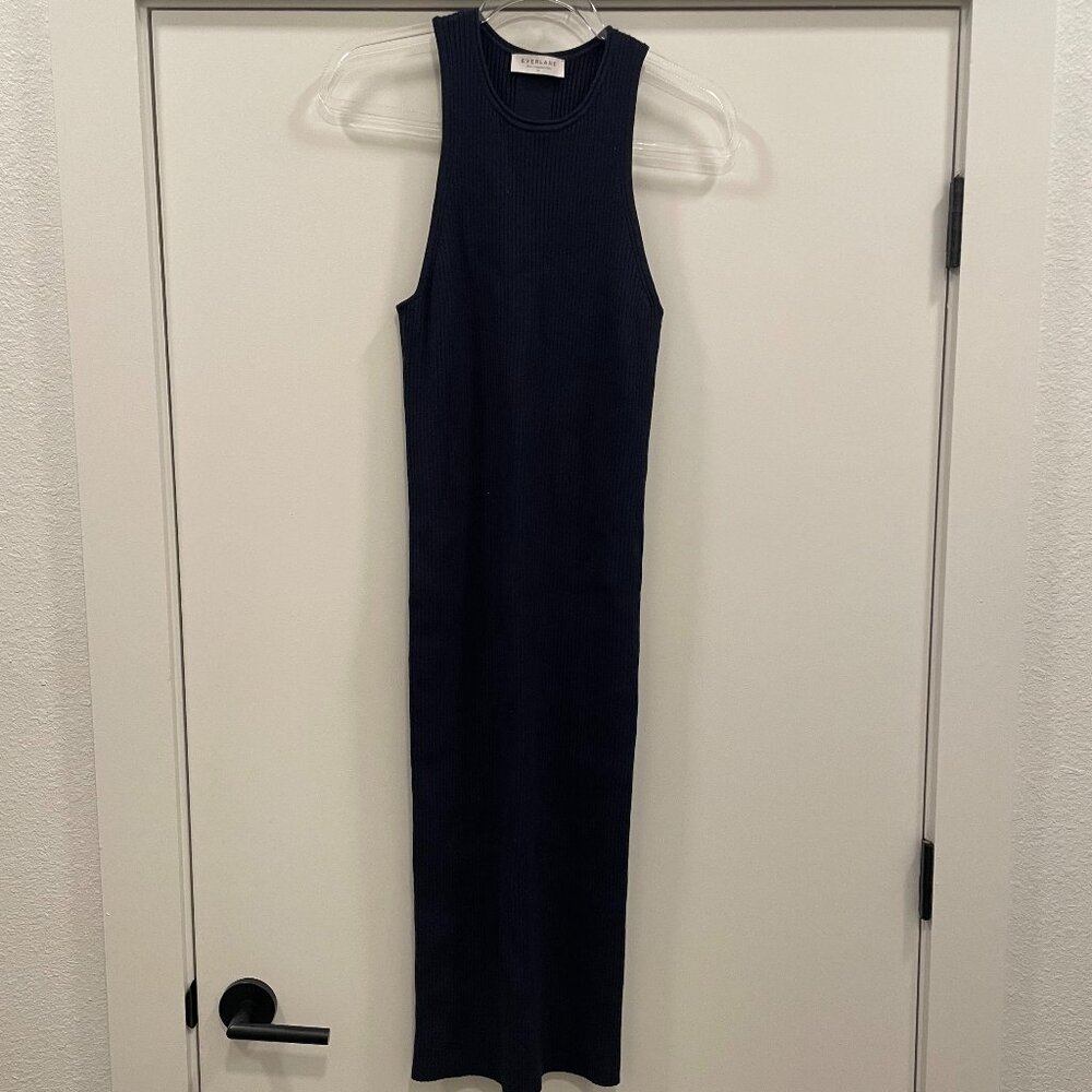 Everlane Navy Ribbed Racerback Midi Dress XL
